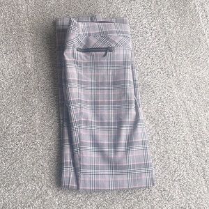 Audrey Pullon pants. Pink and black plaid.